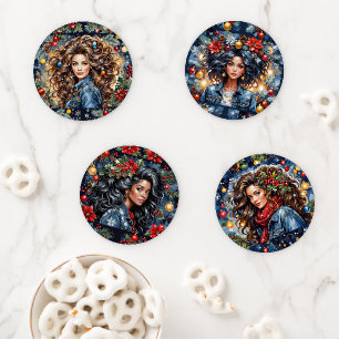 Ready For The Holidays Christmas Girls Coaster Set