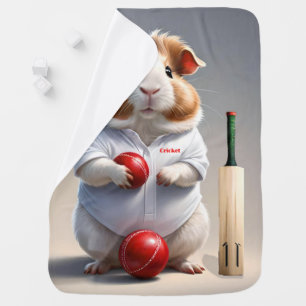 Ready For The Pitch, Guinea Pig Cricketer Baby Blanket
