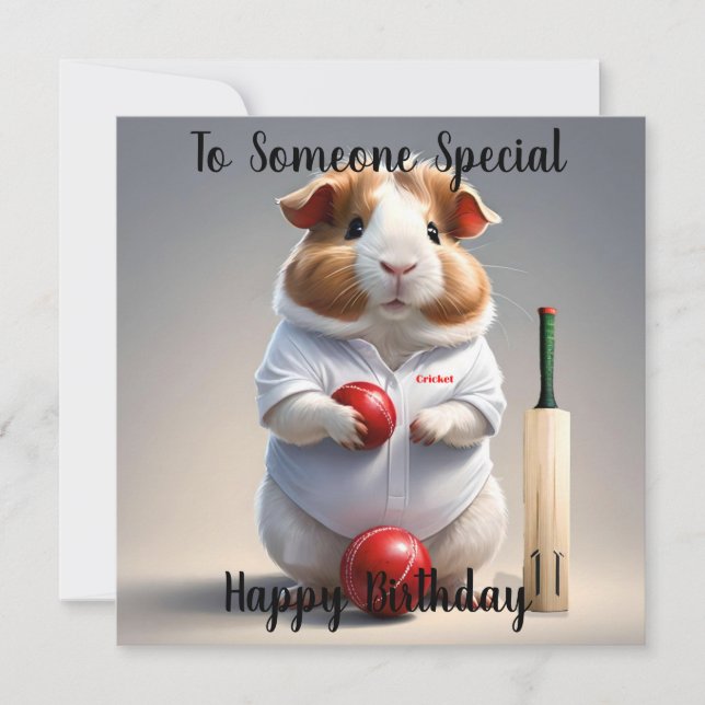 Ready For The Pitch, Guinea Pig Cricketer Card (Front)