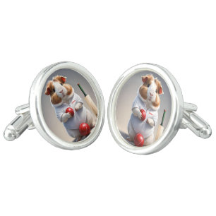 Ready For The Pitch: Guinea Pig Cricketer Cufflinks