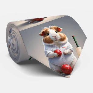 Ready for the Pitch: Guinea Pig in Cricket Gear, Neck Tie