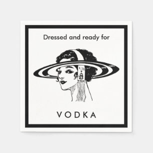 Ready For Vodka Vintage Lady Fashion Alcohol Quote Paper Napkins