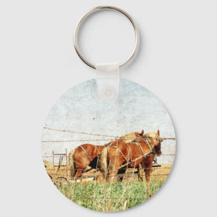 Ready For Work, Two Draft Horses Keychain