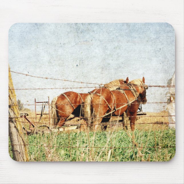 Ready For Work, Two Draft Horses Mouse Pad (Front)