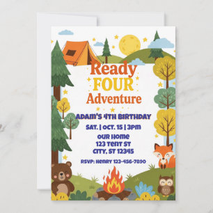 Ready FOUR Adventure, 4th Birthday Invitation