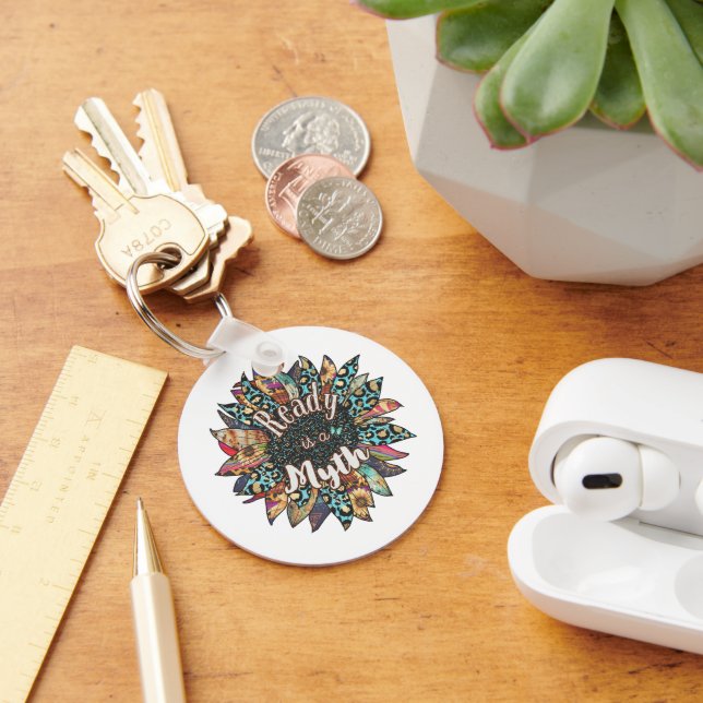 Ready Is a Myth Sunflower Keychain | Boho Minimal (Desk)