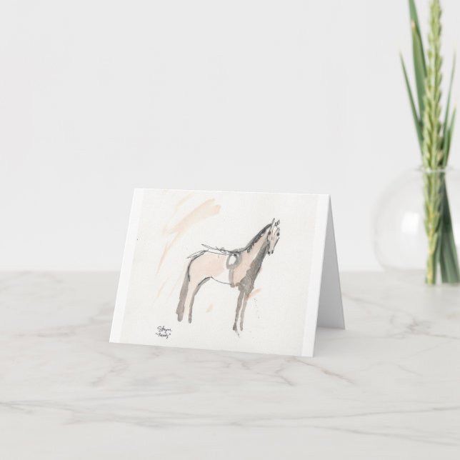 "Ready" note card  Horse ready for action (Front)