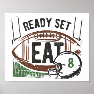 Ready, Set, Eat Custom Football Party Sign