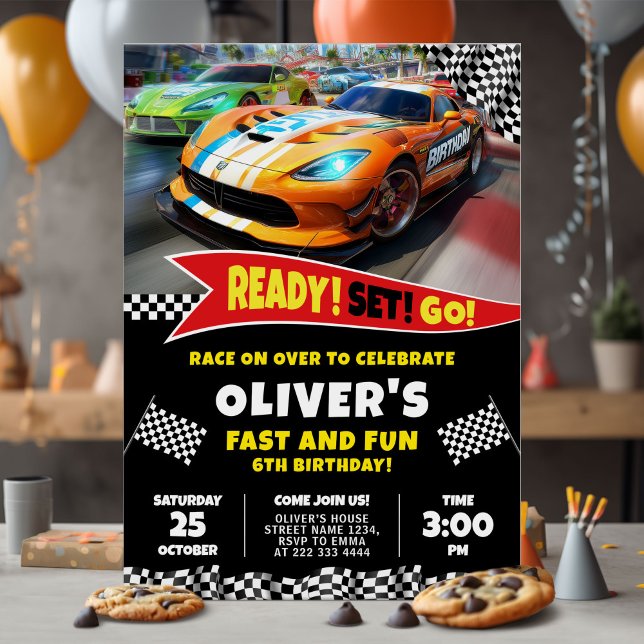 Ready Set Go Race Car Birthday Party Invitation (Creator Uploaded)
