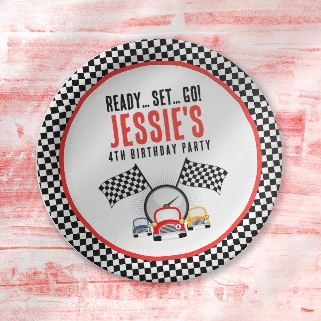 Ready Set Go! Race Car Birthday Party Paper Plates (Creator Uploaded)