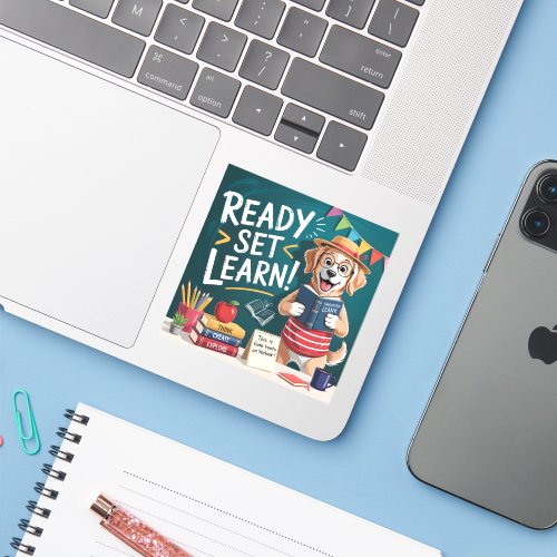 Ready Set Learn Cute Teacher Dog Back to School Sticker