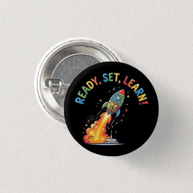 Ready Set Learn Rocket Back to School Button (Front & Back)