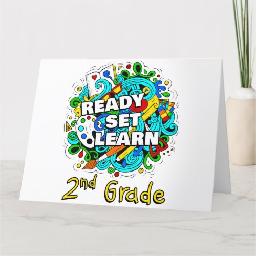 Ready Set Learn  Starting School 2nd Grade Kids   Thank You Card