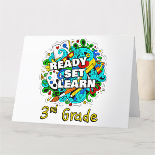 Ready Set Learn – Starting School 3rd Grade Kids Thank You Card