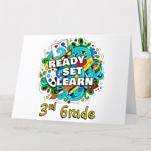 Ready Set Learn  Starting School 3rd Grade Kids   Thank You Card