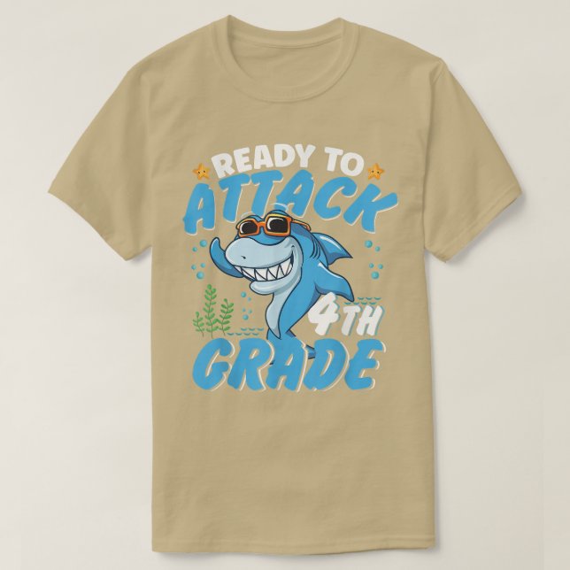 Ready To Attack 4th Grade Apparel Back To School S T-Shirt (Design Front)
