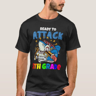 Ready To Attack 5th Grade Boys Shark Back To Sch T-Shirt
