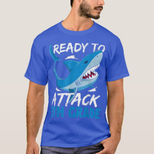 Ready To Attack 5th Grade Funny Shark Lover Back T T-Shirt