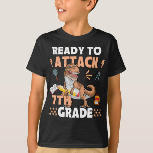 Ready To Attack 7th Grade Apparel Dinosaur Back To T-Shirt