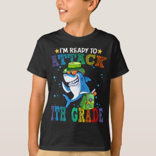 Ready To Attack 7th Grade Shark Back School  T-Shirt