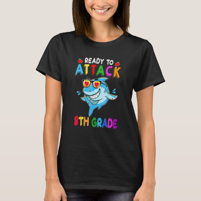 Ready To Attack 8th Grade Shark Back To School Boy T-Shirt (Front)