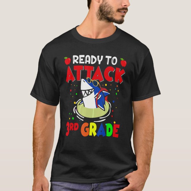 Ready To Attack Third 3rd Grade Teacher Kids Back  T-Shirt (Front)