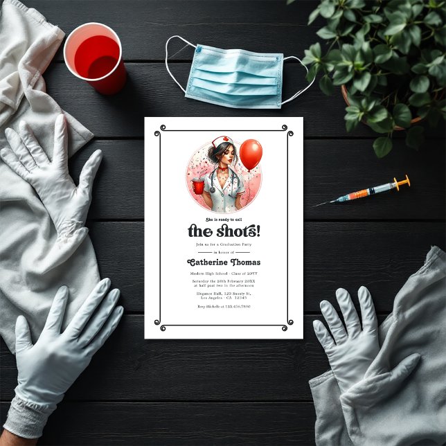 "Ready to Call the Shots" Nursing Graduation Party Invitation ("Ready to Call the Shots" Nursing Graduation Party Invitation)