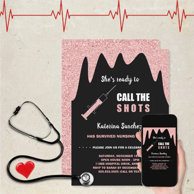 Ready To Call The Shots Nursing School Graduation Invitation Zazzle