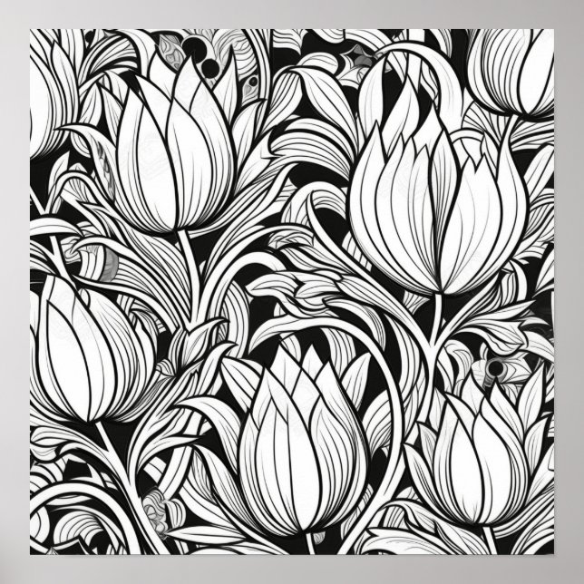 Ready To Color Groovy Tulips Poster (Front)