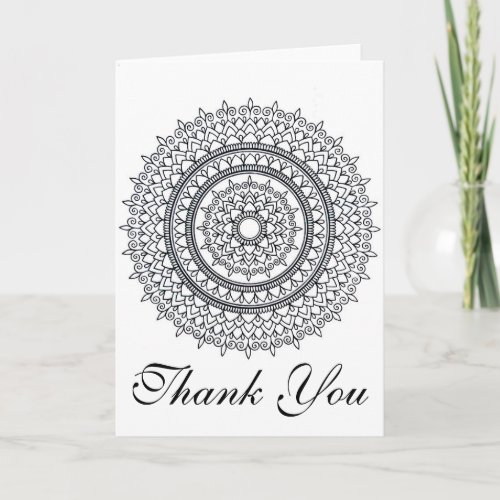 Ready To Color Intricate Mandala Thank You Card