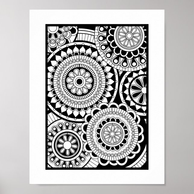 Ready to Color Modern Mandala Pattern Print (Front)