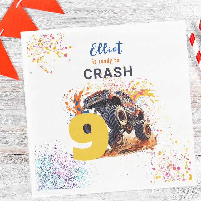 Ready to crash fast monster truck birthday napkins (Creator Uploaded)