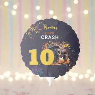 Ready to crash monster truck dark birthday balloon