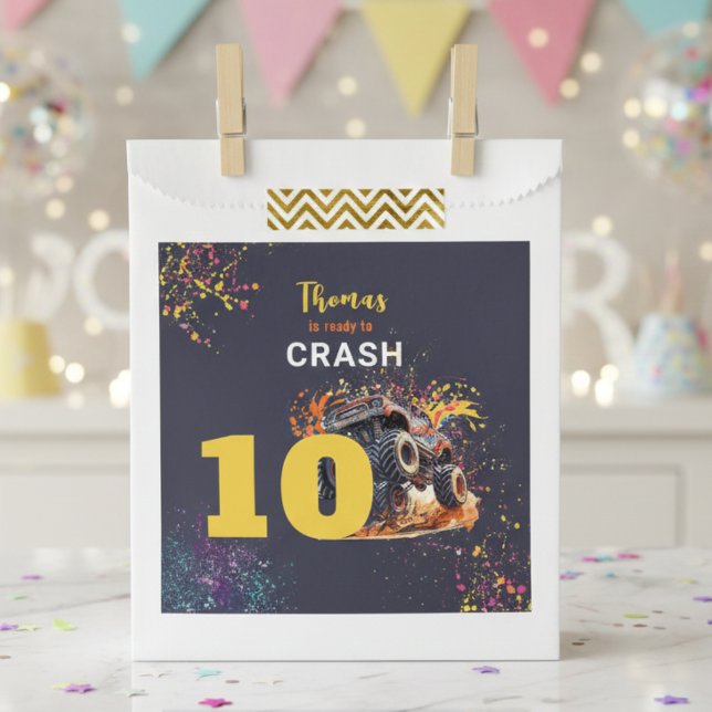 Ready to crash monster truck dark birthday favor bag (Creator Uploaded)
