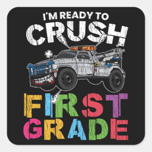 Ready to Crush 1st Grade Off Road Truck School Square Sticker
