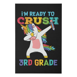 Ready to Crush 3rd Grade Cute Unicorn School Kids Faux Canvas Print