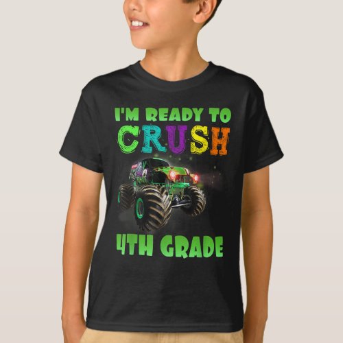 Ready to Crush 4th Grade Monster Truck Boy T_Shirt