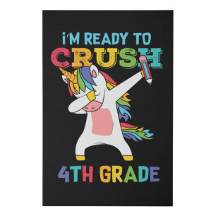 Ready to Crush 4th Grade Unicorn Back to School  Faux Canvas Print