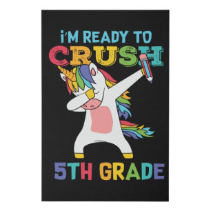 Ready to Crush 5th Grade Cute Unicorn School Kids Faux Canvas Print