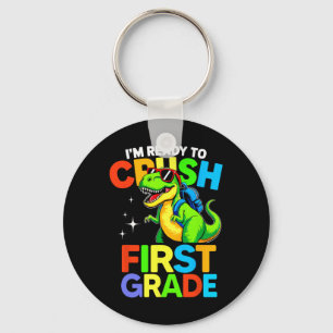 Ready To Crush First Grade 1st Day Of School Dinos Keychain