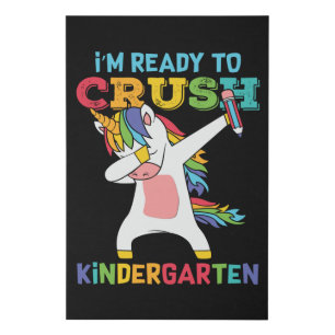 Ready to Crush Kindergarten Cute Unicorn School  Faux Canvas Print