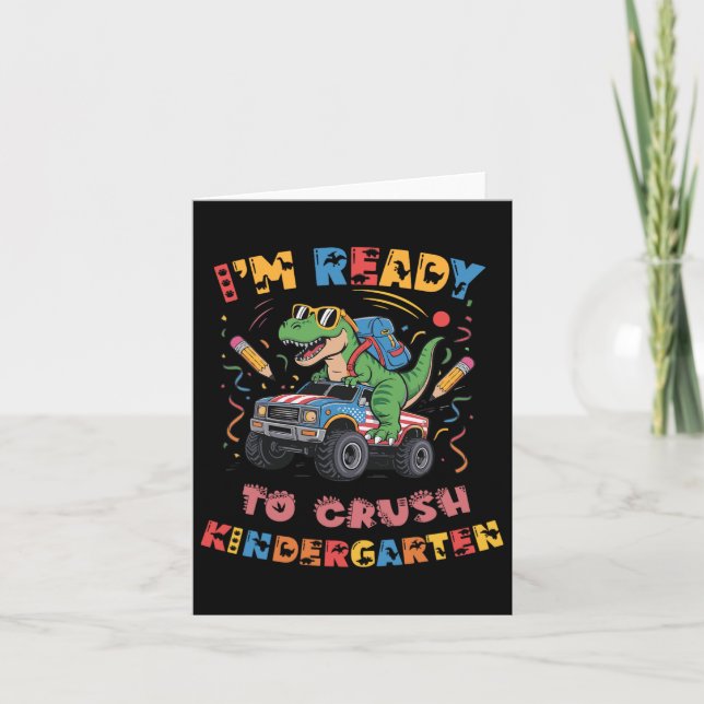 Ready To Crush Kindergarten Monster Truck Boys T-r Card (Front)