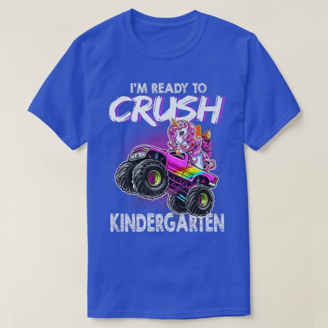 Ready To Crush Kindergarten Pink Unicorn Back to S T-Shirt (Design Front)