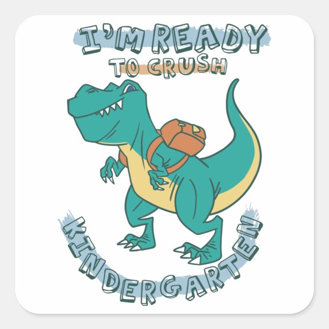Ready to crush kindergarten square sticker (Front)