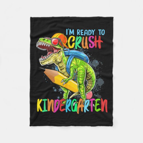 Ready To Crush Kindergarten T Rex Dino Holding Pen Fleece Blanket