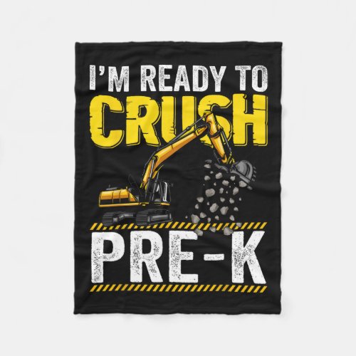 Ready To Crush Pre_k Construction Excavator Boys  Fleece Blanket