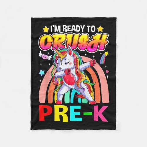 Ready To Crush Pre K Dab Unicorn Back To School  Fleece Blanket