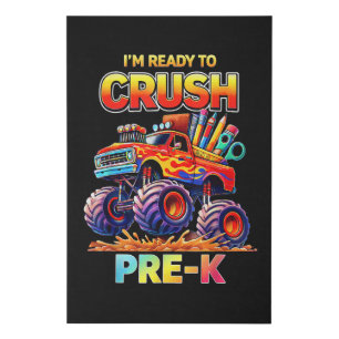 Ready to Crush Pre-K Monster Truck Back to School Faux Canvas Print