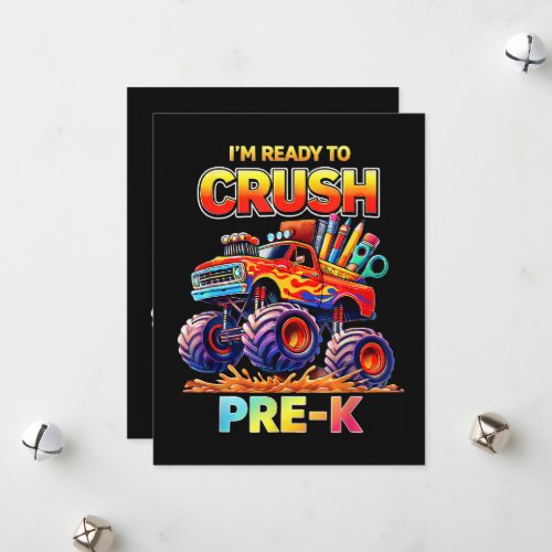 Ready to Crush Pre-K Monster Truck Back to School Holiday Card