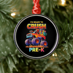 Ready to Crush Pre-K Monster Truck Back to School Metal Ornament